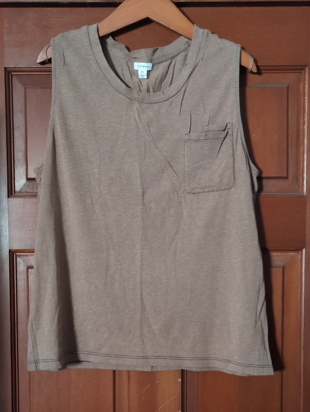 Cuyana Taupe Sleeveless Pocket Tank XS